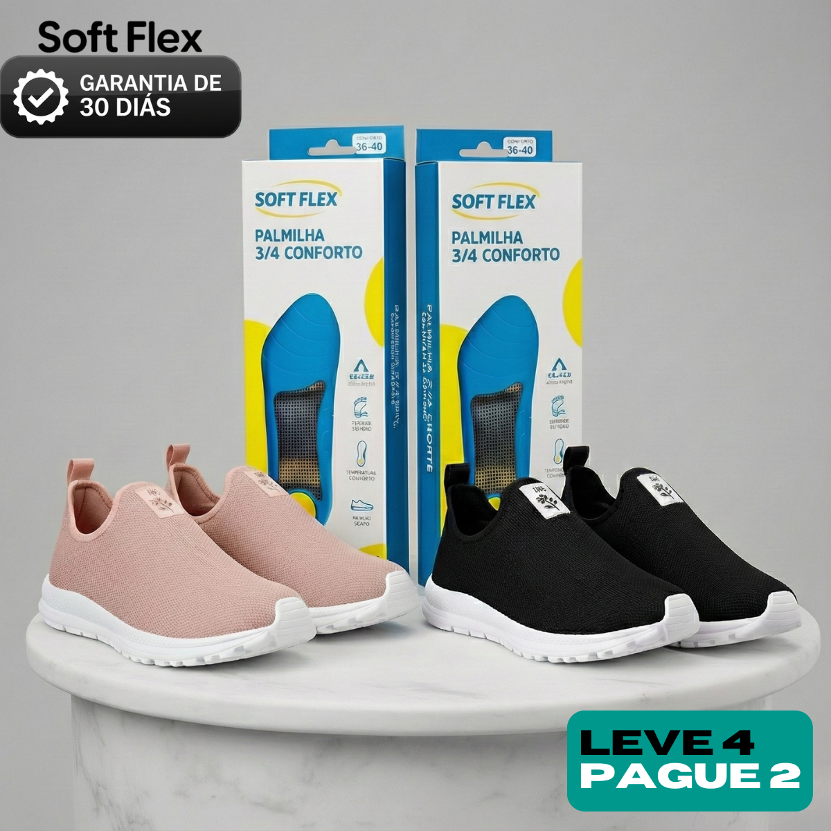 Pague 1 Leve 2 Tênis Ortopédico Ultra Comfort Calce Fácil + Palmilha Ortopédica Grátis