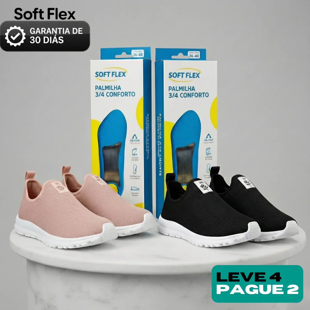 Pague 1 Leve 2 Tênis Ortopédico Ultra Comfort Calce Fácil + Palmilha Ortopédica Grátis