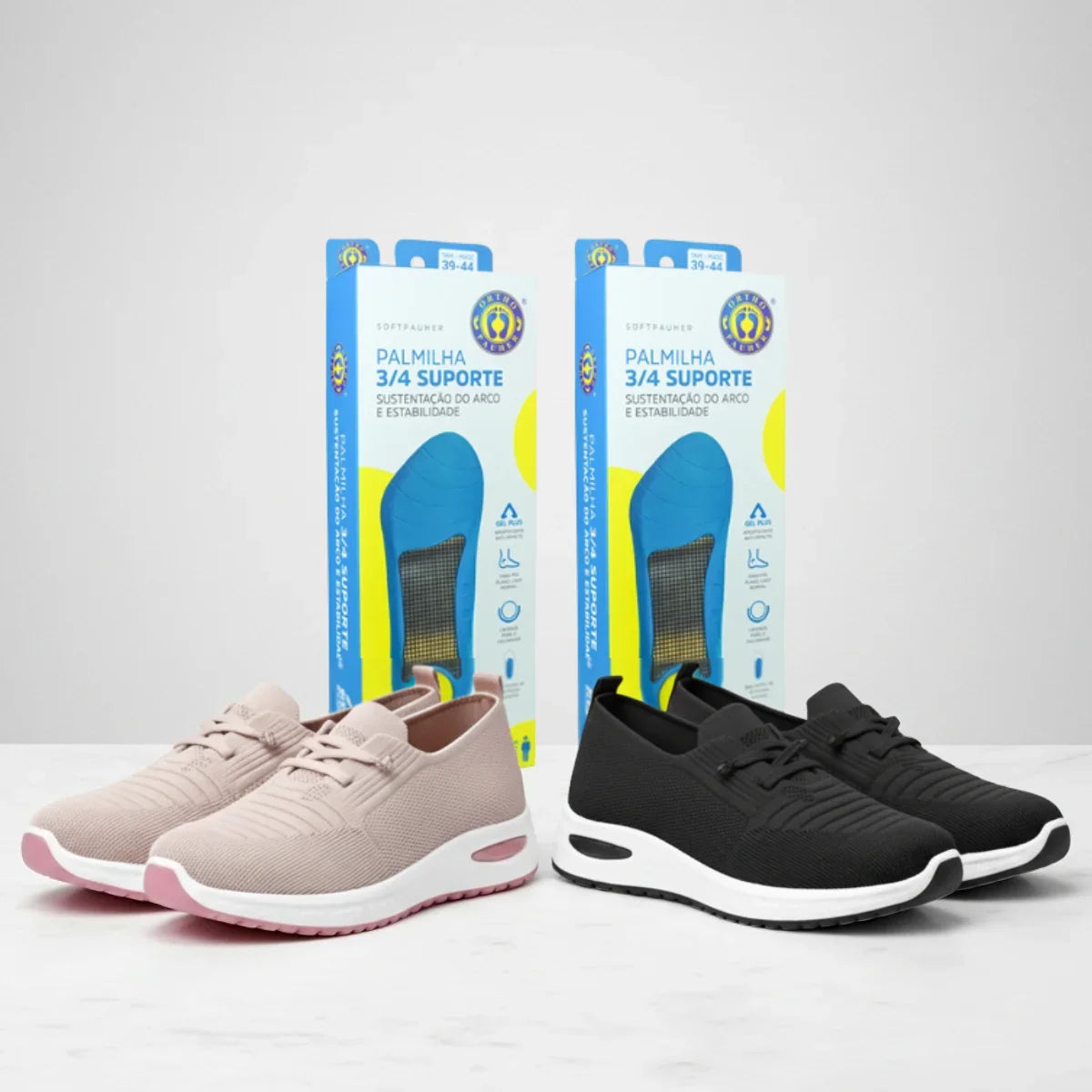 Leve 2, Pague 1: 2 Tênis Ortopédico Ultra Comfort Calce Fácil + Palmilha Grátis!