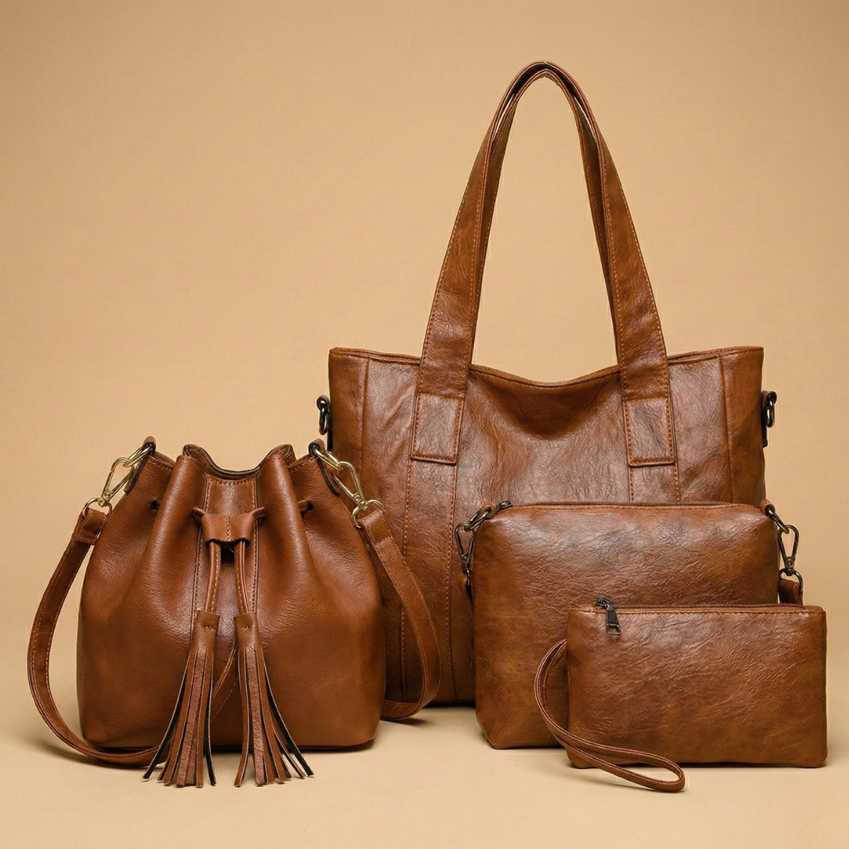 Leve 4 Pague 1: Kit Bolsa Feminina de Couro Legítimo + Brinde Exclusivo