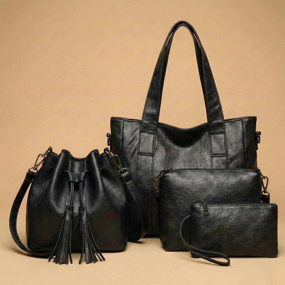 Leve 4 Pague 1: Kit Bolsa Feminina de Couro Legítimo + Brinde Exclusivo