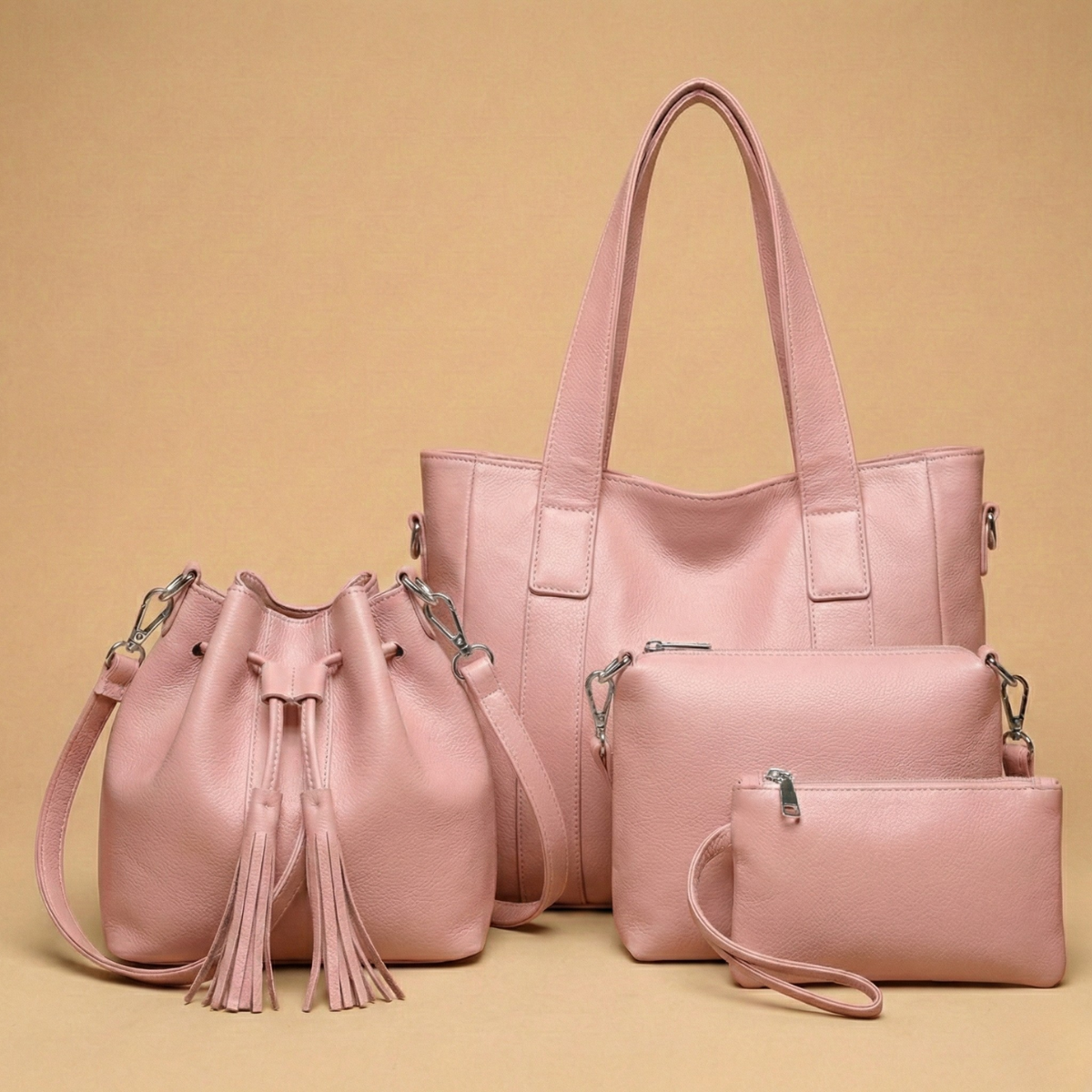 Leve 4 Pague 1: Kit Bolsa Feminina de Couro Legítimo + Brinde Exclusivo