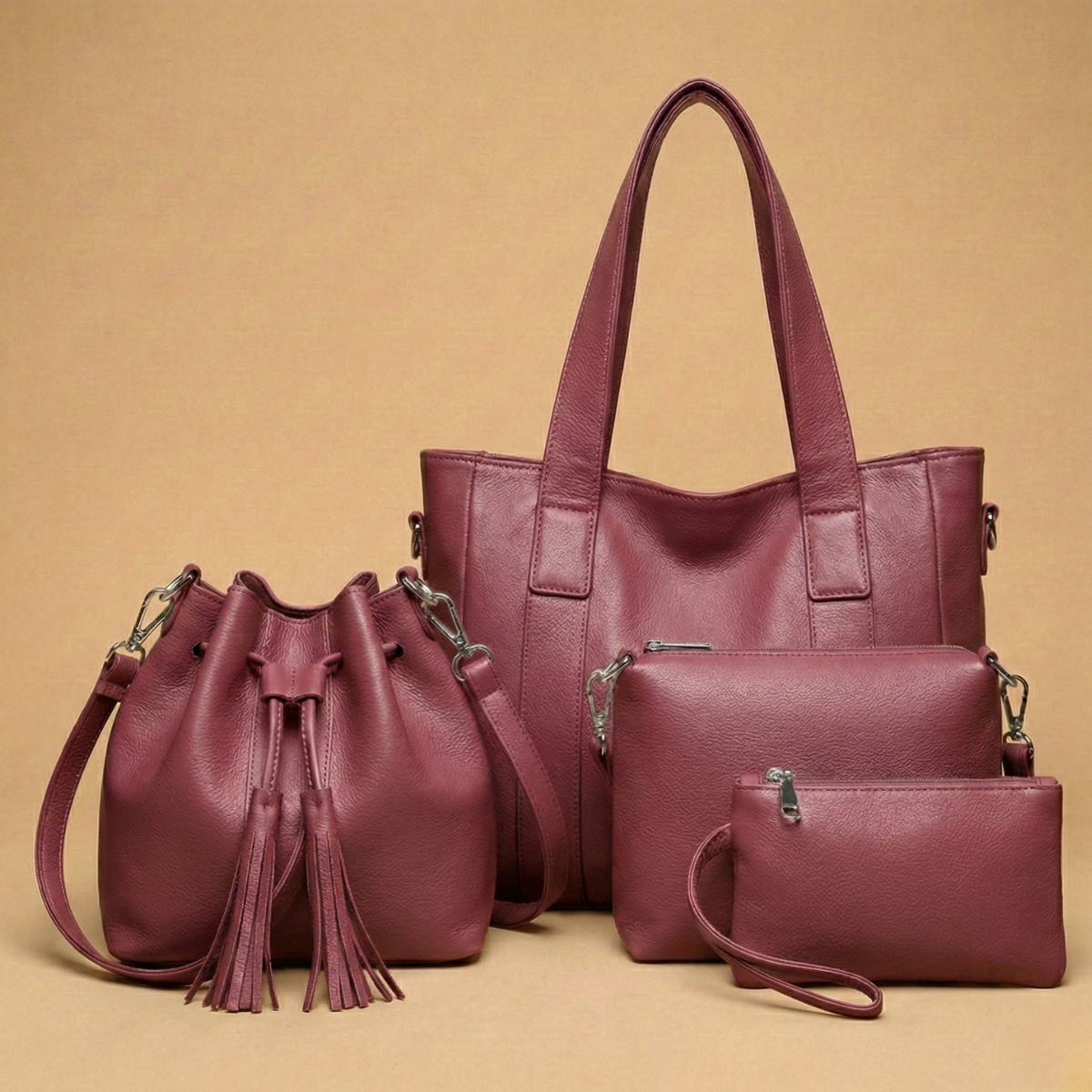 Leve 4 Pague 1: Kit Bolsa Feminina de Couro Legítimo + Brinde Exclusivo